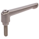 Adjustable Clamping Levers 300.5, Version IS-G with External Thread, Stainless